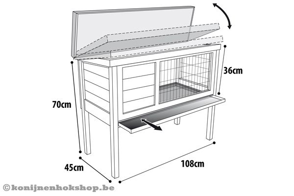 Met een formaat van 108 x 45 x 70 cm.