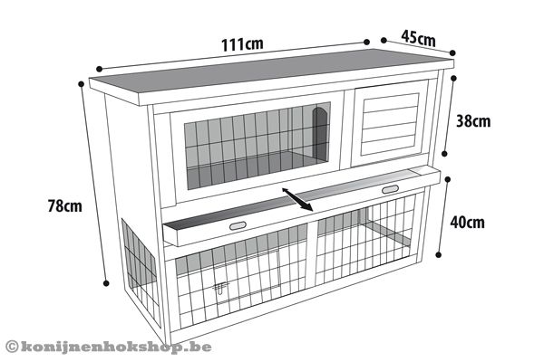 Met een formaat van 111 x 45 x 78 cm.