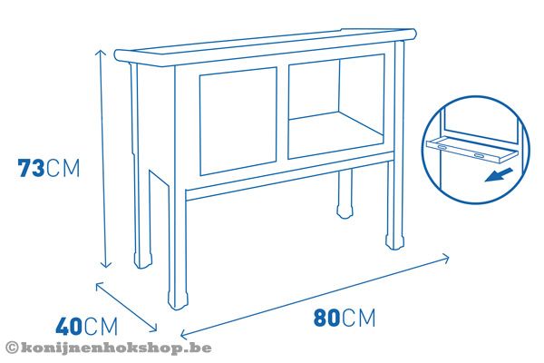 Met een formaat van 80 x 40 x 73 cm.