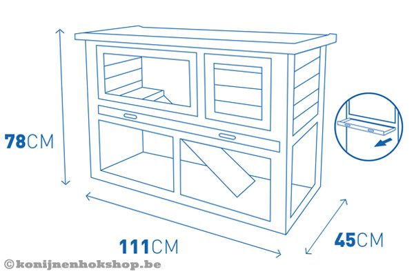 Met een formaat van 111 x 45 x 78 cm.