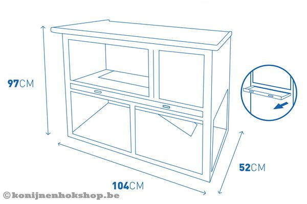 Met een formaat van 104 x 52 x 97 cm.