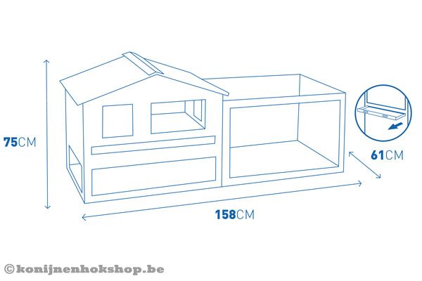 Met een formaat van 158 x 61 x 75 cm.