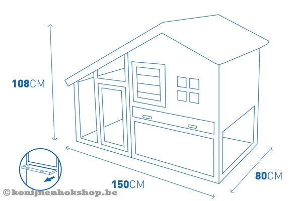 Met een formaat van 150 x 80 x 108 cm.